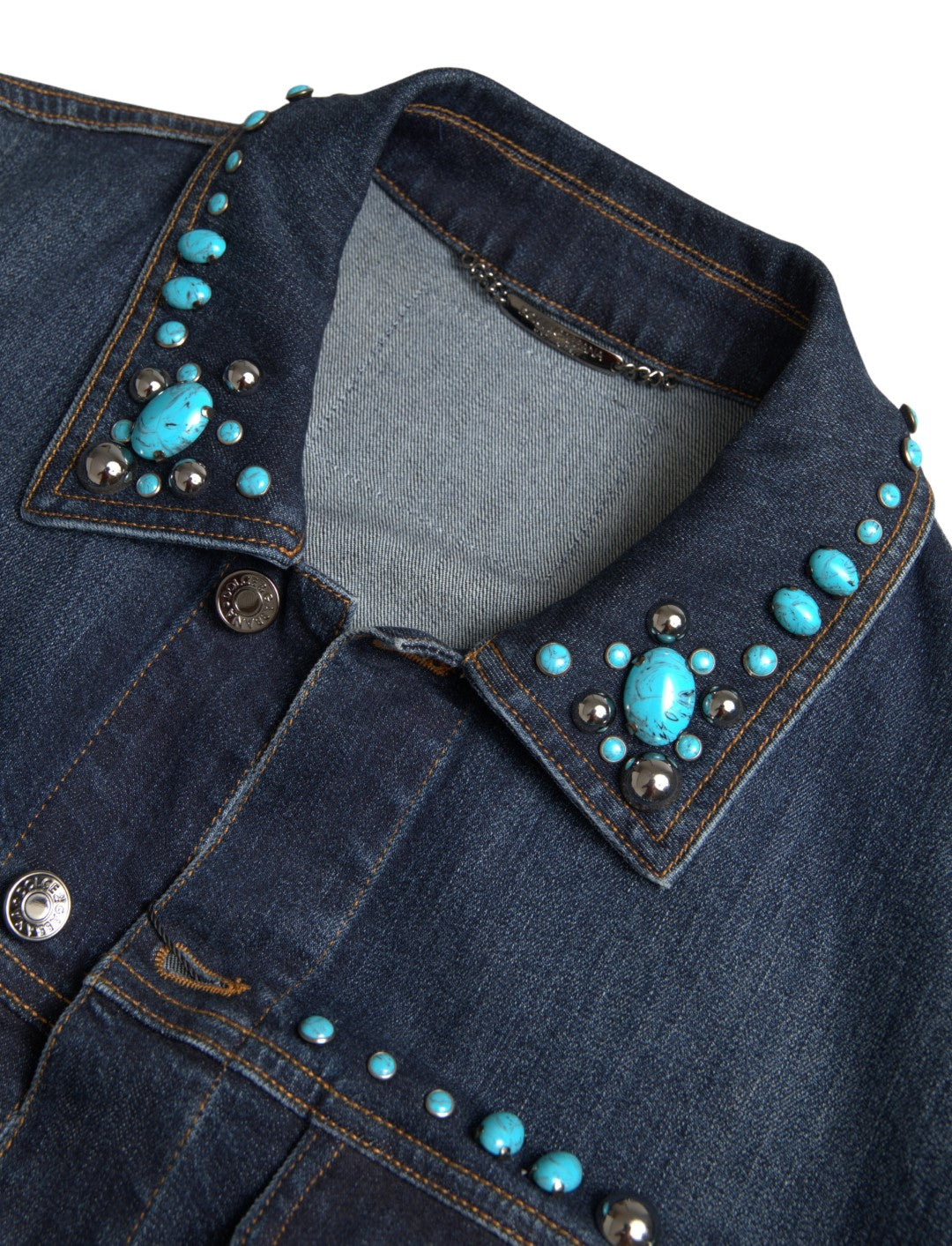 Embellished Turquoise Denim Jacket