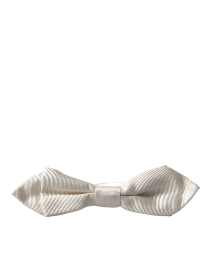 Elegant White Silk Bow Tie