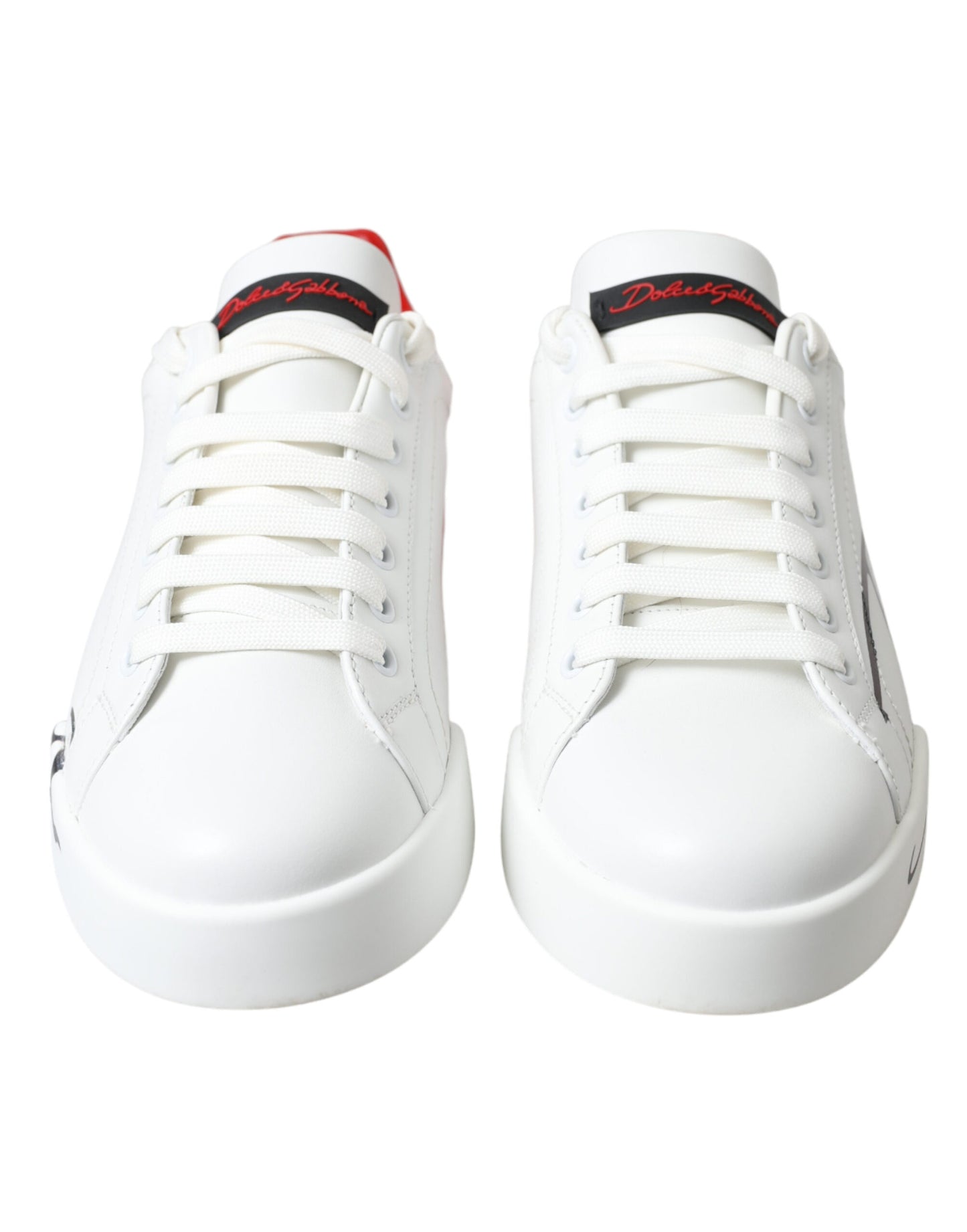 Chic Red and White Leather Sneakers