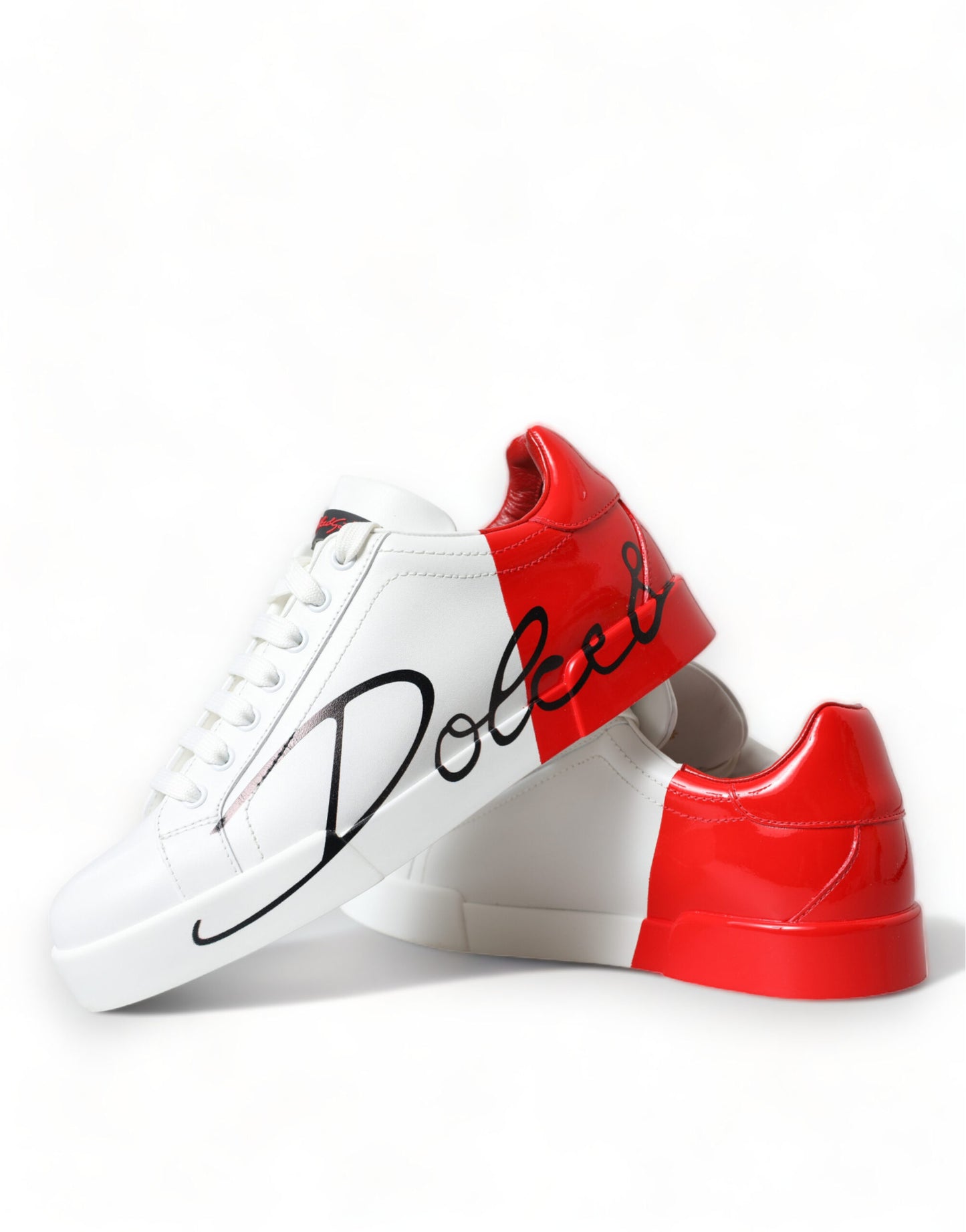 Chic Red and White Leather Sneakers