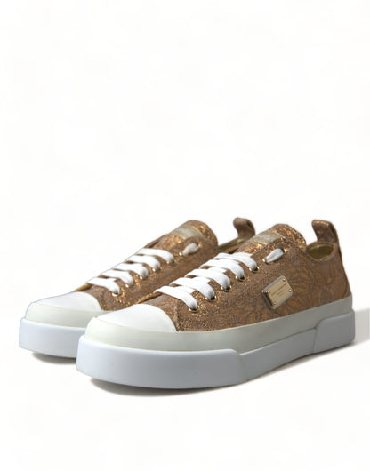 Elegant Gold Low-Top Sneakers - Chic Comfort Footwear