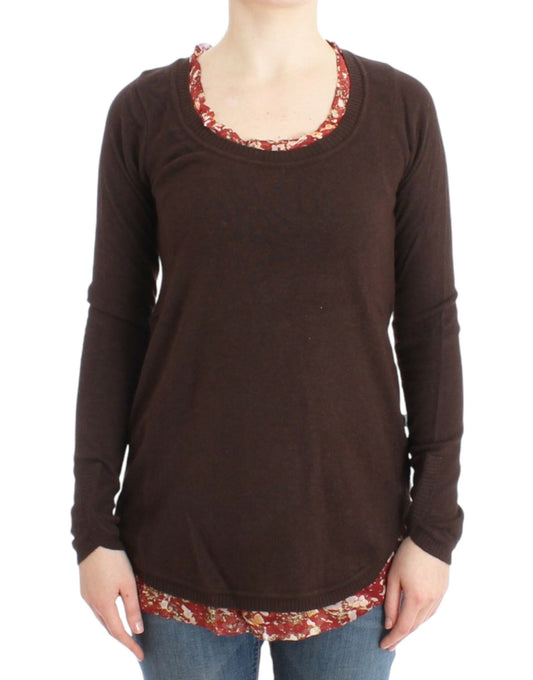 Chic Crewneck Silk-Appliqué Sweater