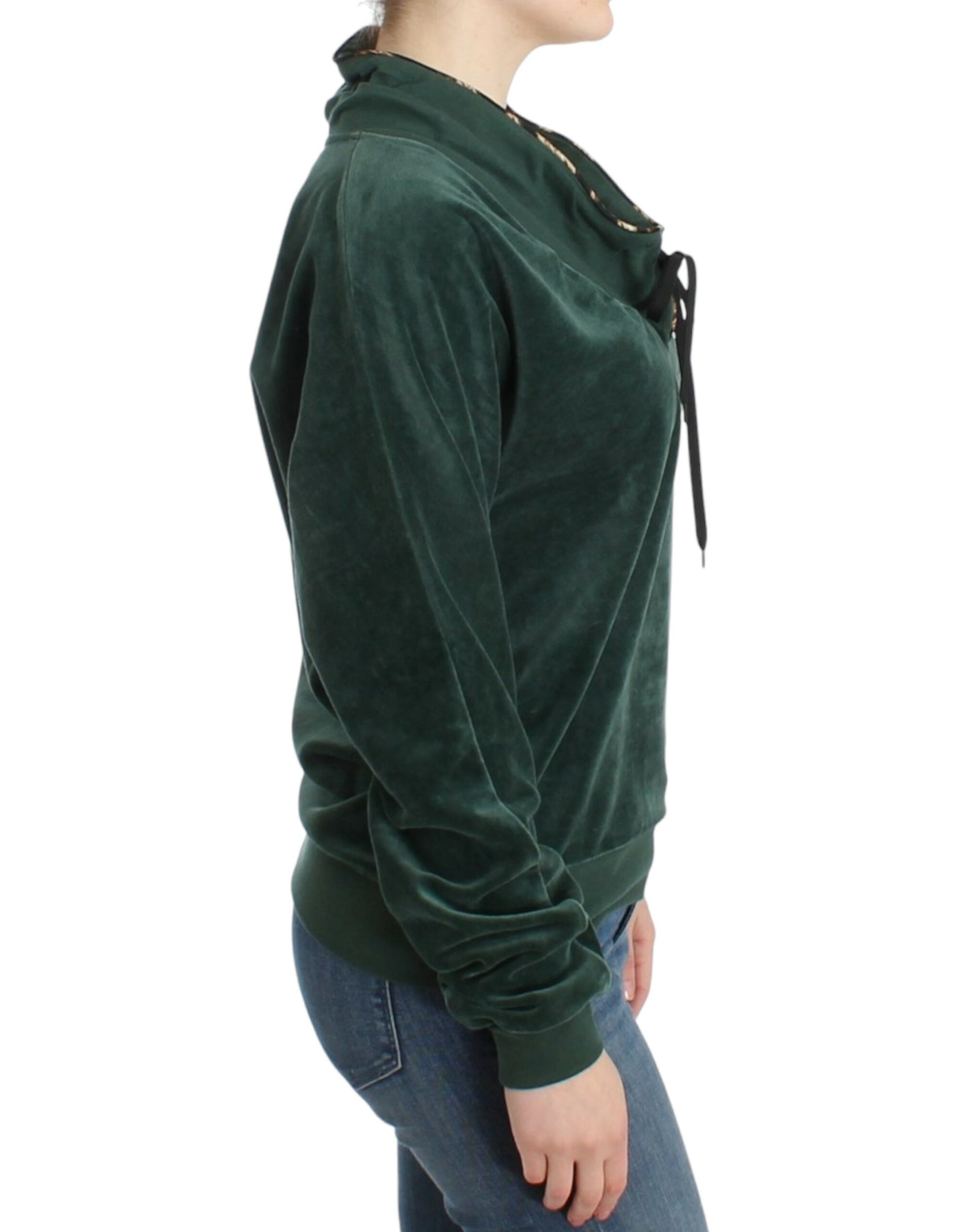 Elegant Green Mock Sweater with Rhinestone Detail