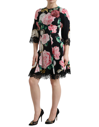 Enchanting Floral A-Line Dress with Sequined Detail