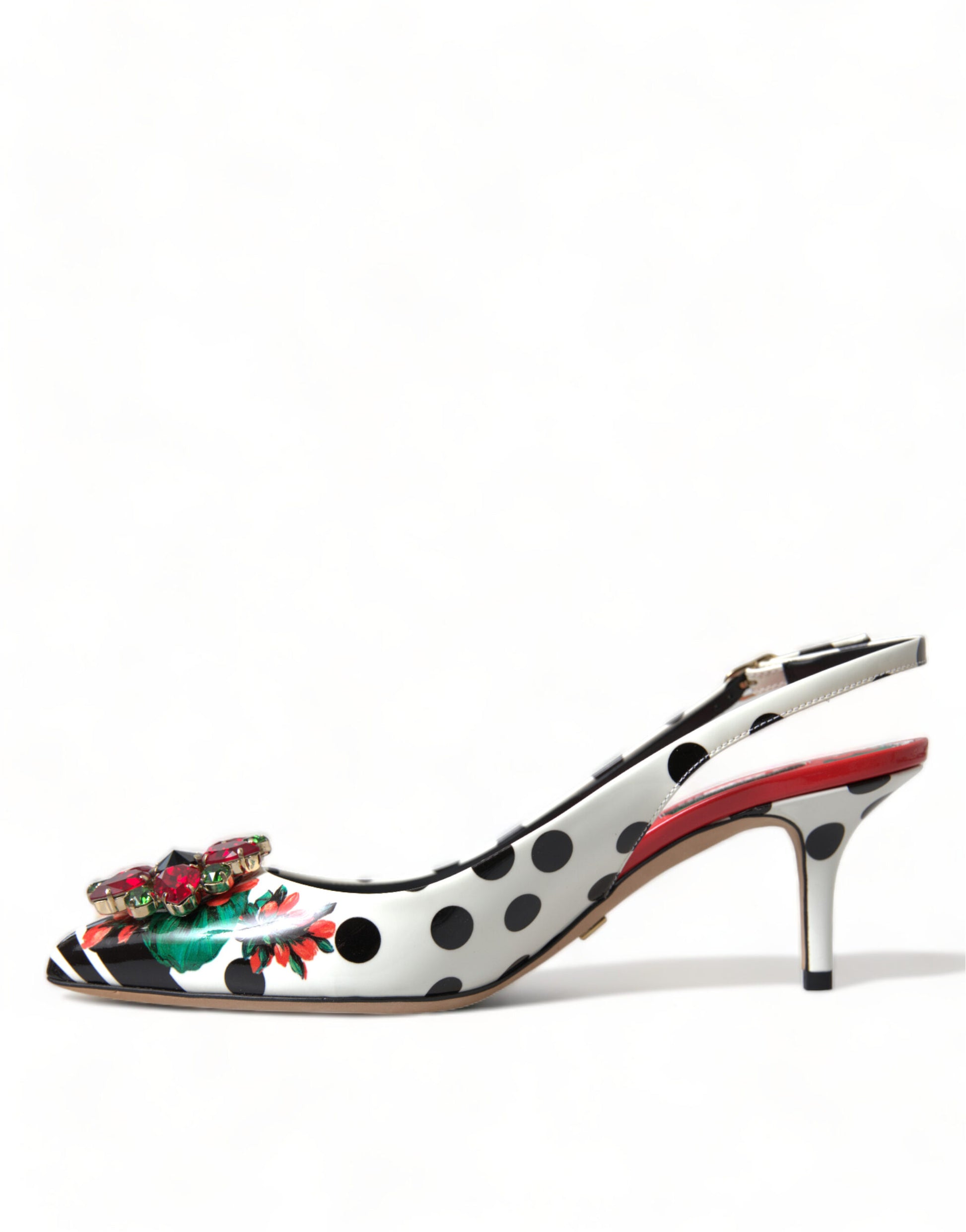 Chic Multicolor Floral Slingback Heels with Crystals