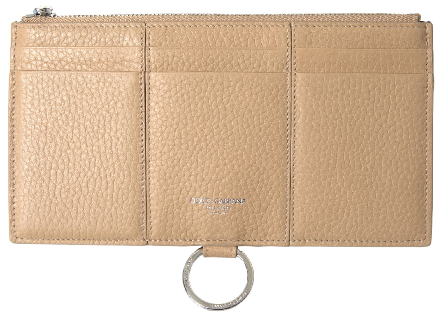 Elegant Beige Leather Wallet with Detachable Strap