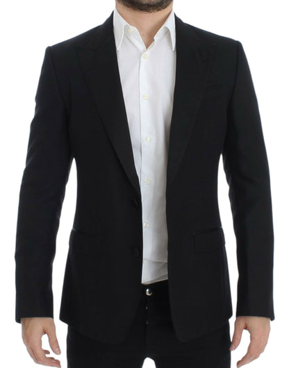 Elegant Black Silk Blend Sicilia Blazer