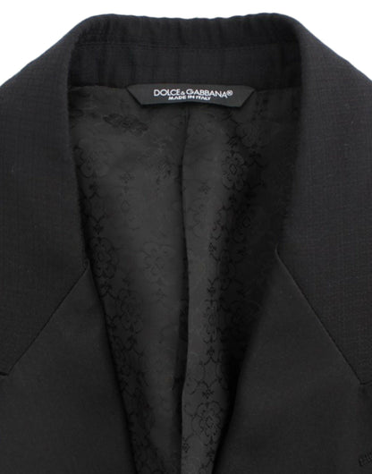 Elegant Black Silk Blend Sicilia Blazer