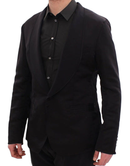 Elegant Black Silk Slim Fit Blazer