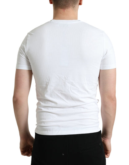 Elegant White Cotton Round Neck Tee