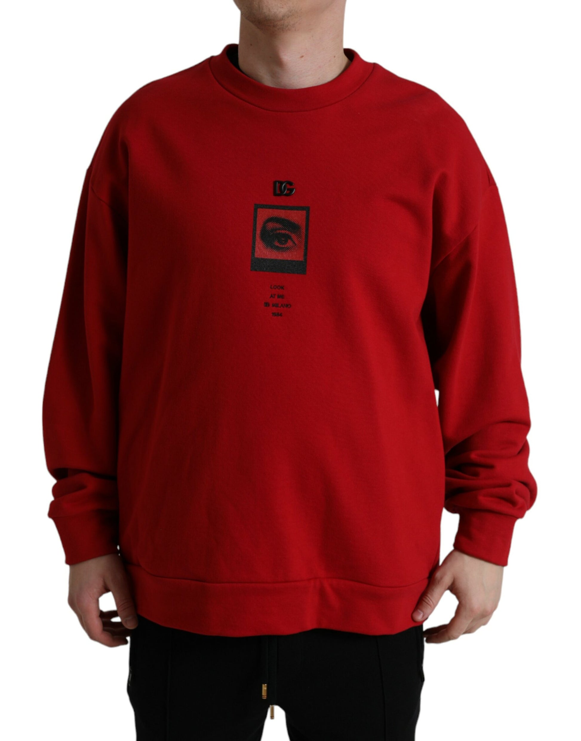 Stunning Red Graphic Print Crewneck Sweater