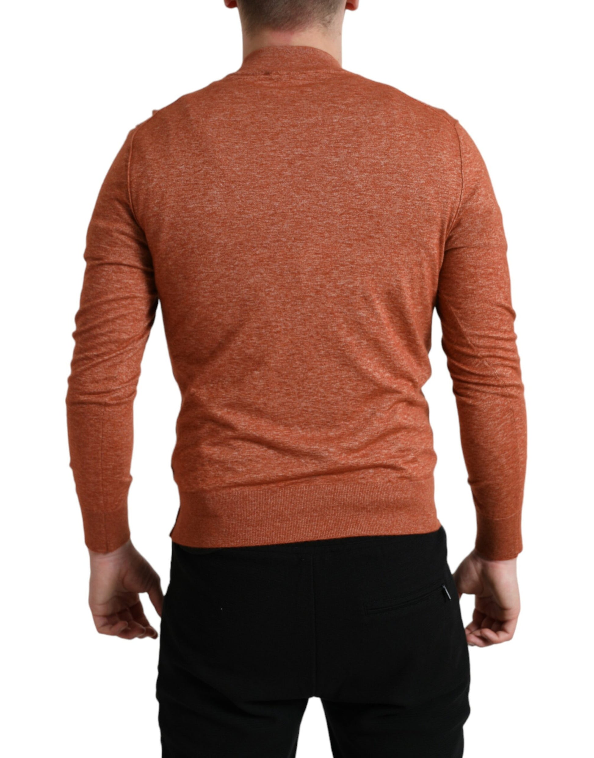 Silk-Cashmere Orange Crew Neck Sweater