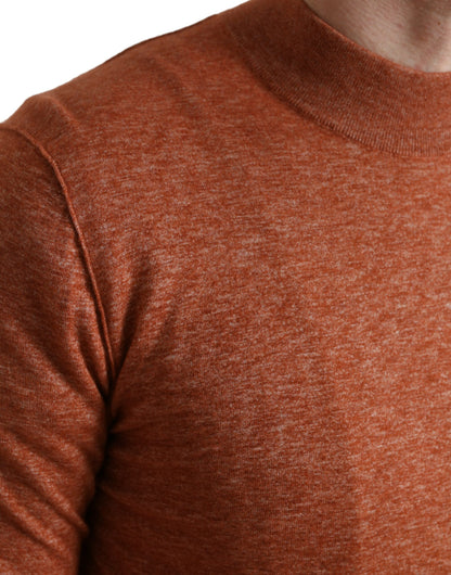 Silk-Cashmere Orange Crew Neck Sweater