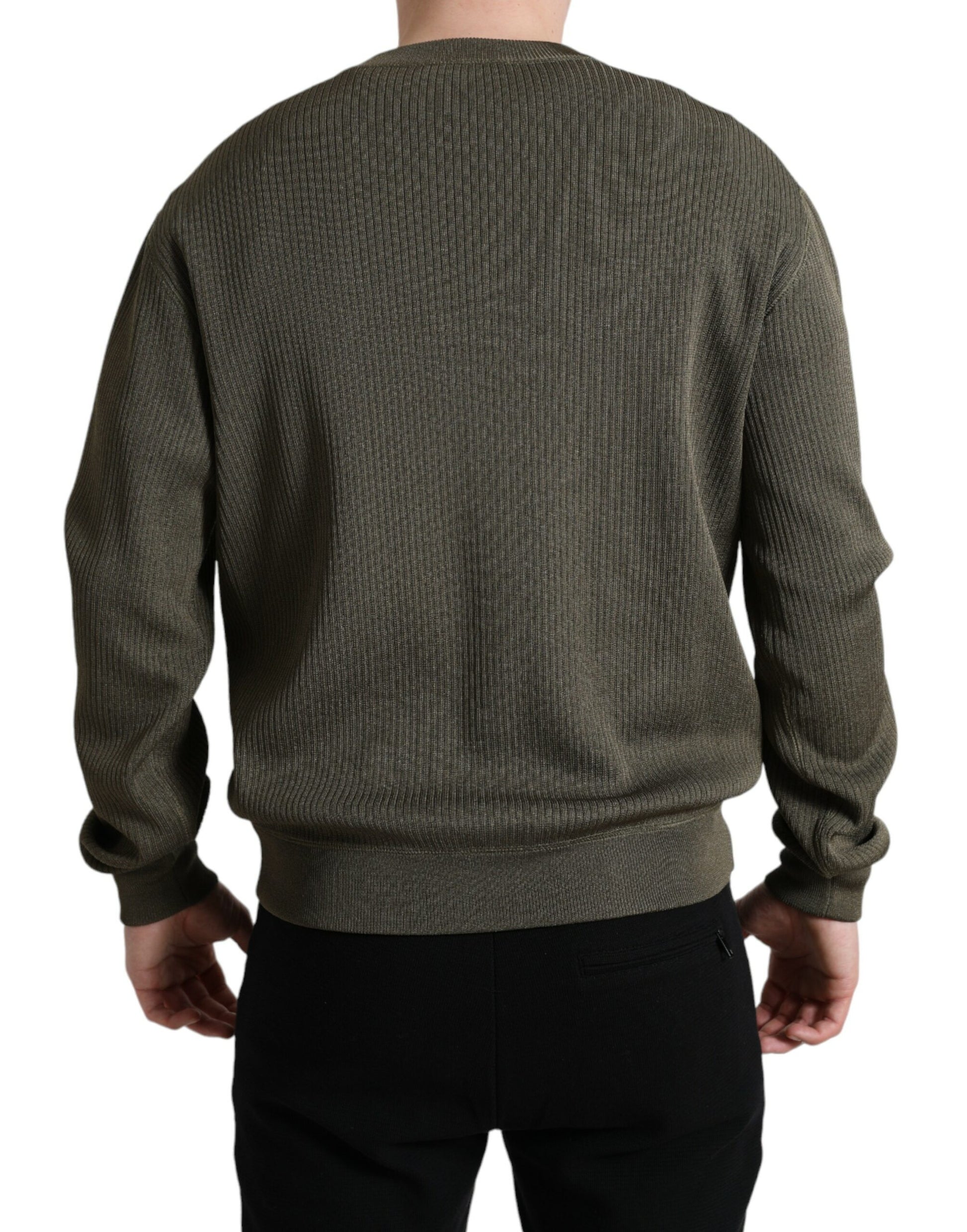 Elegant Green Crew Neck Sweater