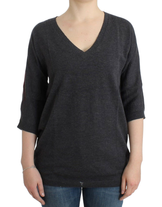 Chic V-Neck Alpaca Blend Short Sleeve Sweater