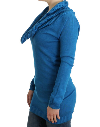 Chic Blue Scoop Neck Knit Sweater