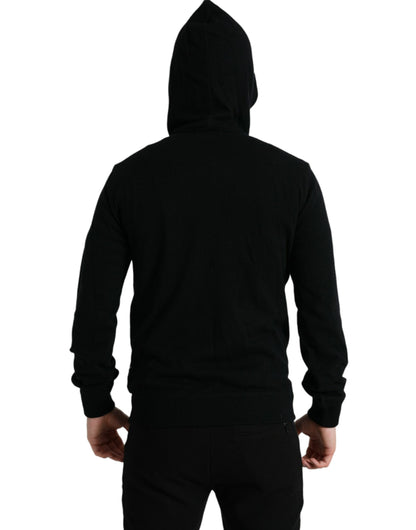 Elegant Black Cashmere Hooded Sweater