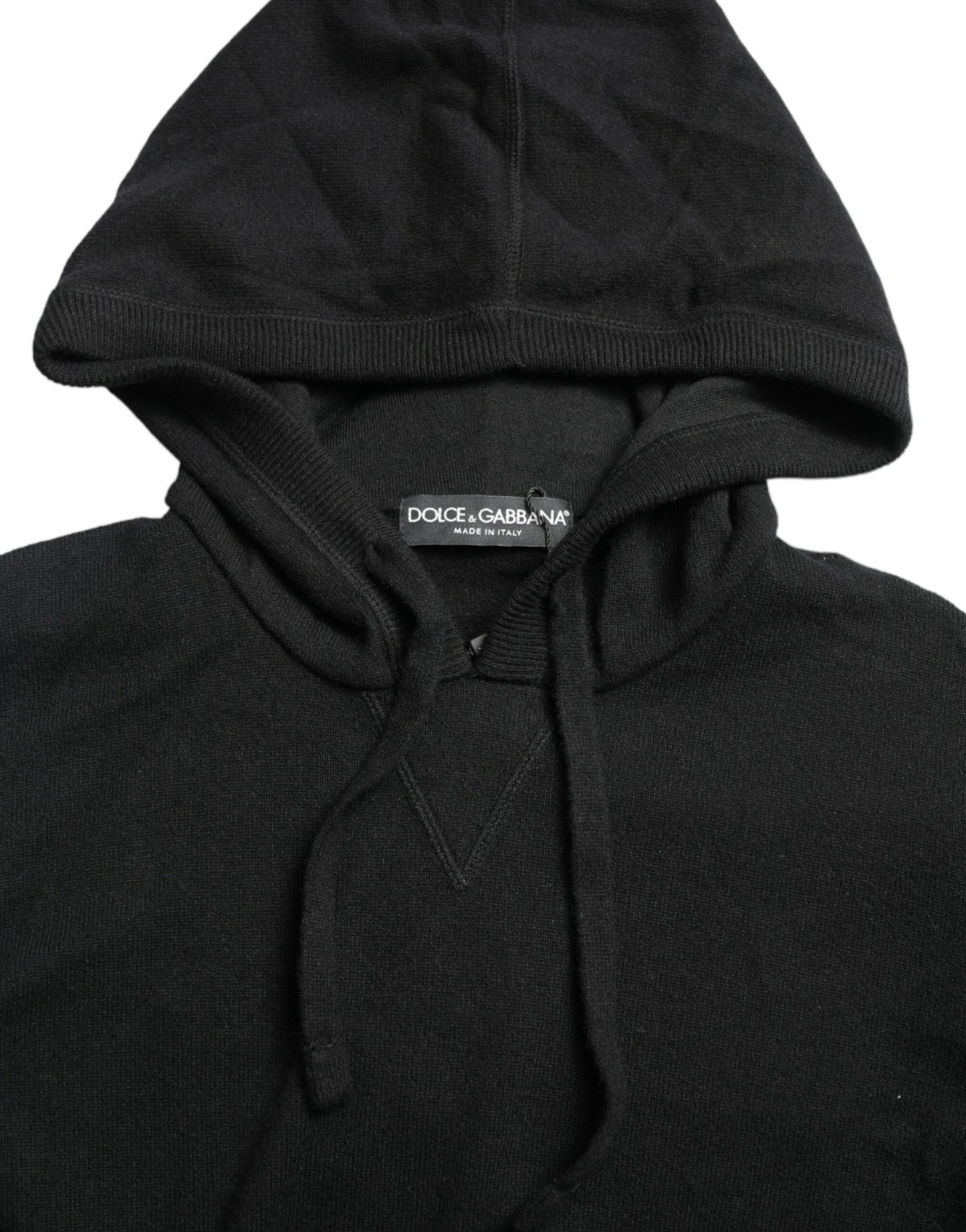 Elegant Black Cashmere Hooded Sweater