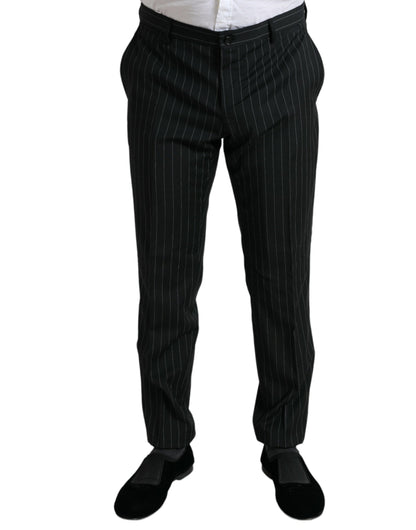 Black and White Striped Skinny Dress Pants