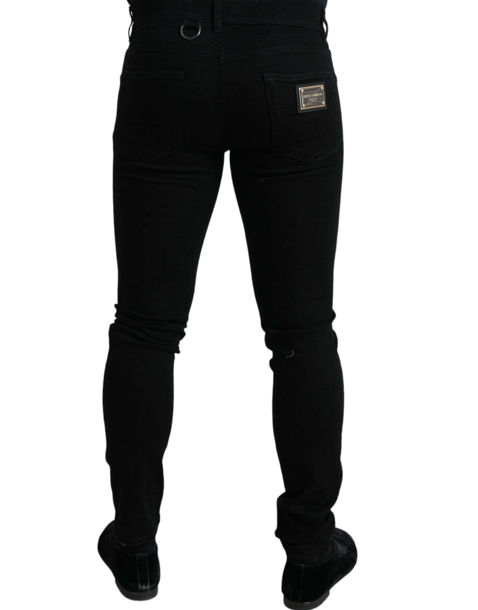 Elegant Black Cotton Skinny Jeans