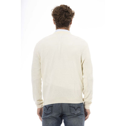 White Wool Men Sweater