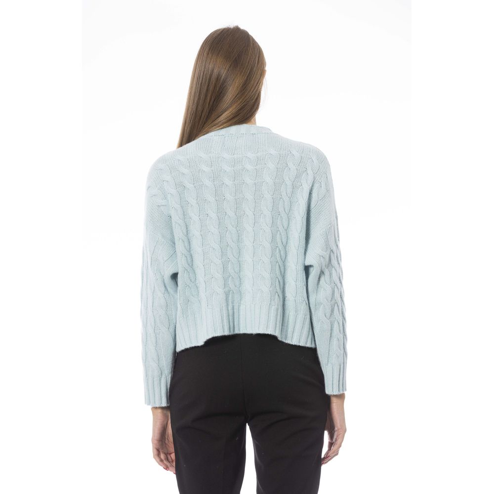 Light Blue Wool Women Sweater