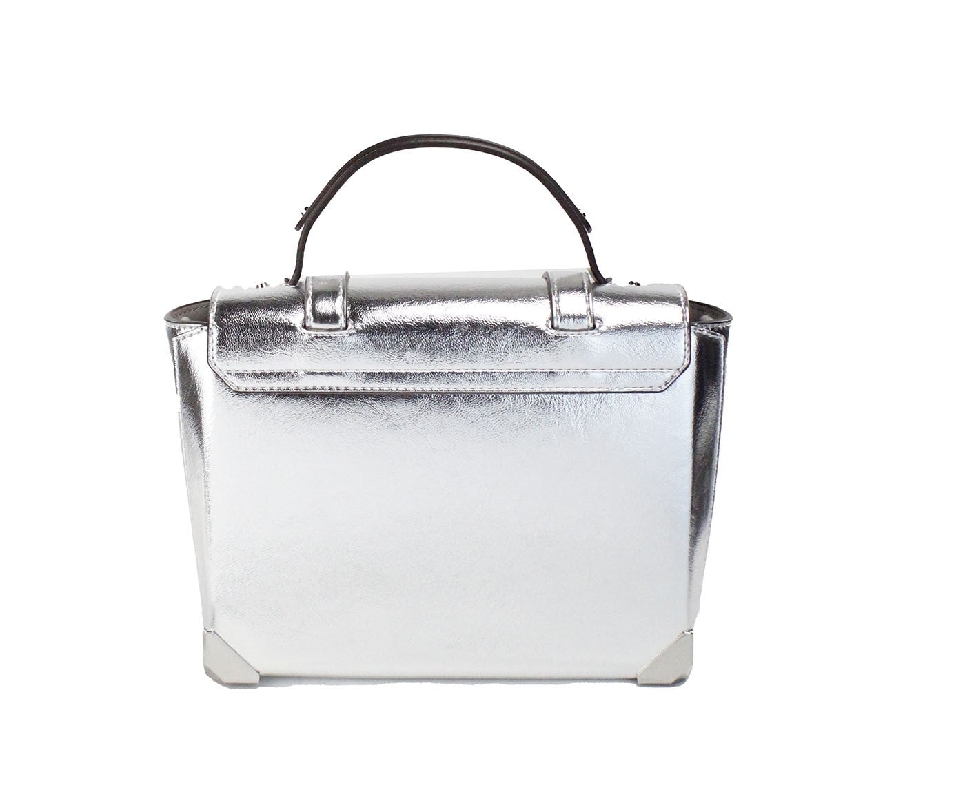 Manhattan Medium Silver Leather Top Handle Satchel Bag