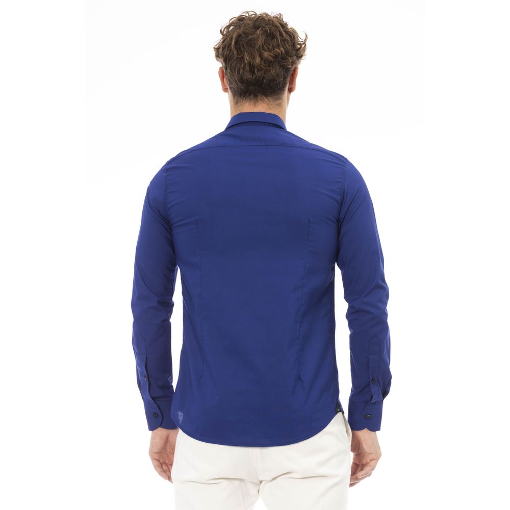 Blue Polyester Men Shirt