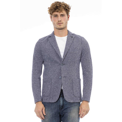 Blue Polyester Men Blazer