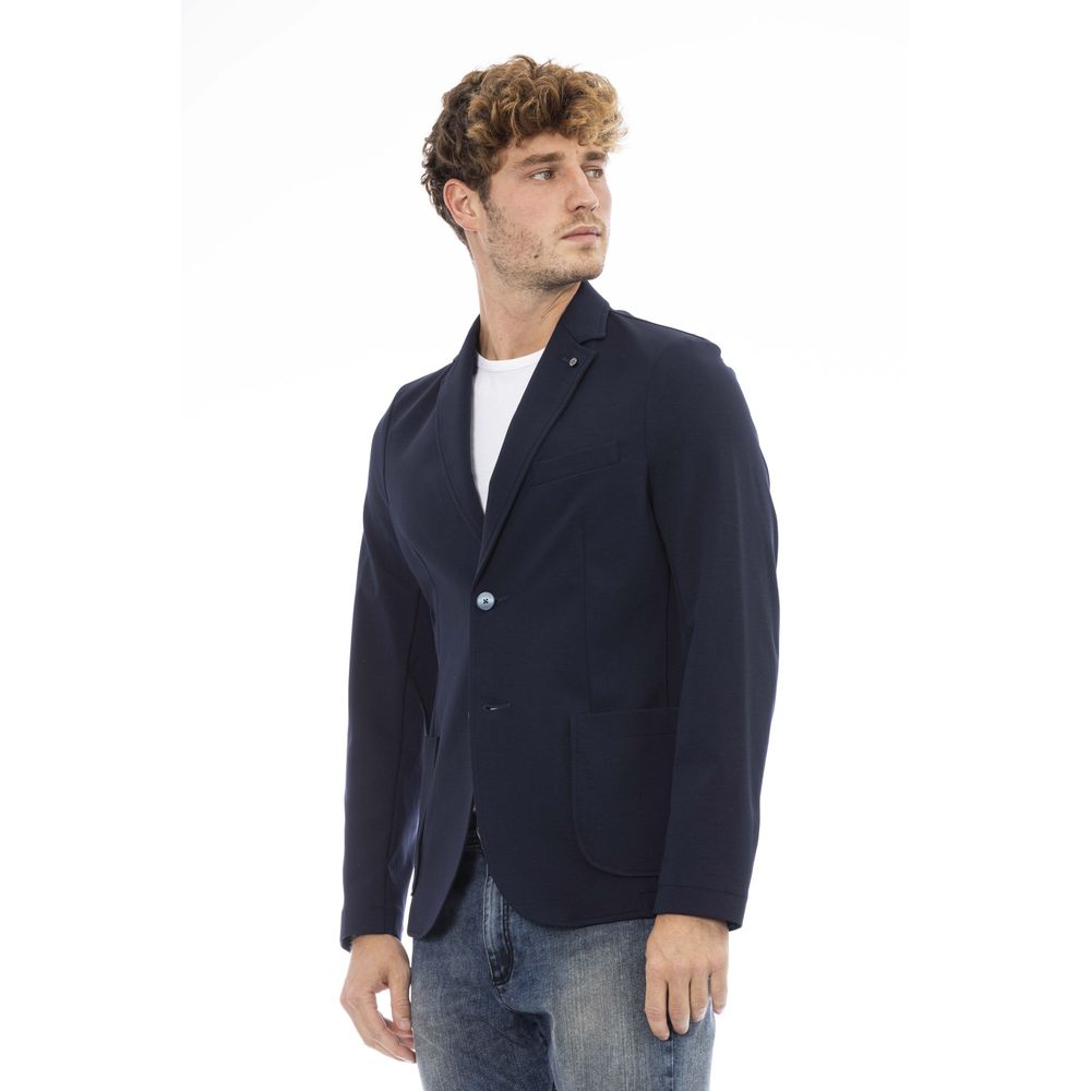 Blue Cotton Men Blazer