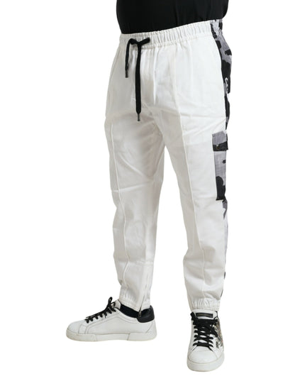 Elegant White Cotton Blend Jogger Pants