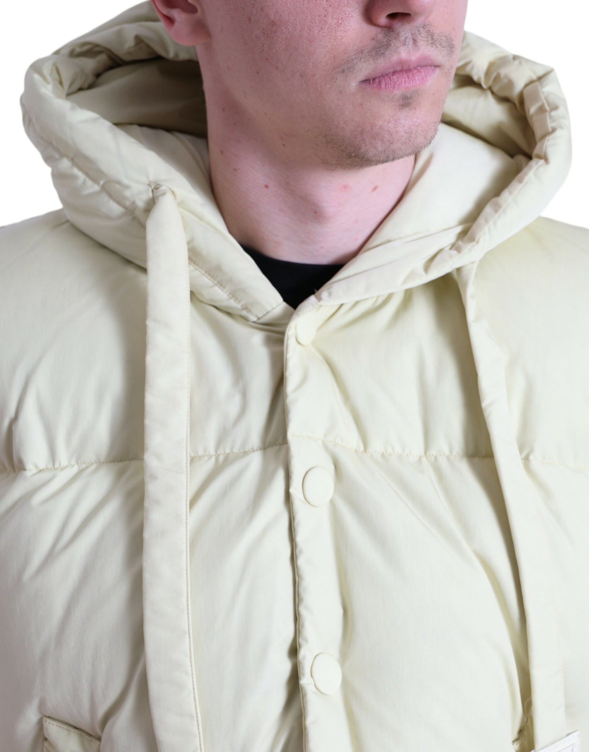 Sunny Yellow Nylon Puffer Hooded Jacket