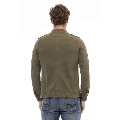 Green Cotton Men Jacket