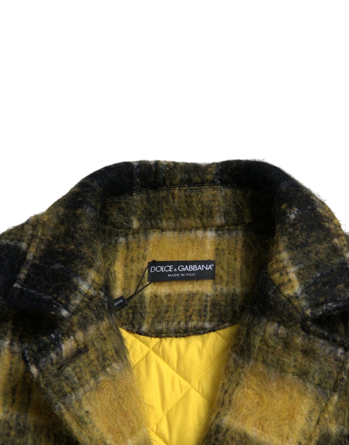 Chic Plaid Long Coat in Sunshine Yellow