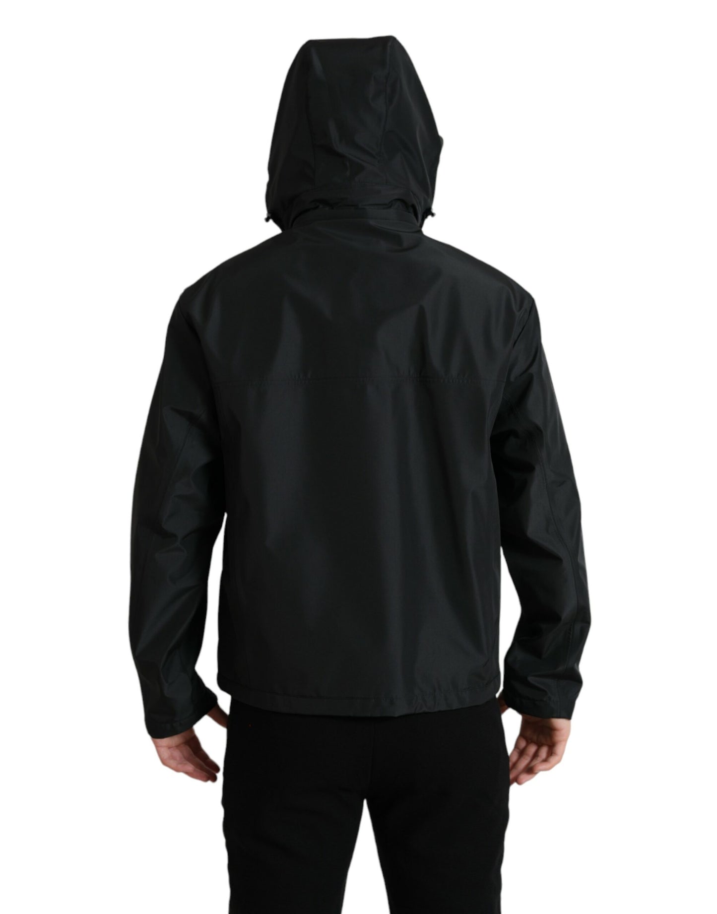 Sleek Black Windbreaker Jacket