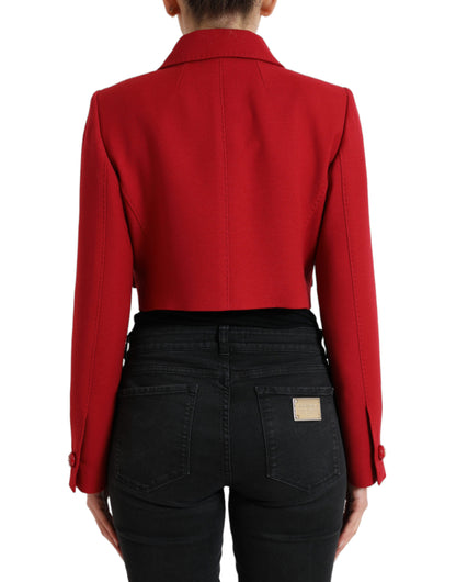 Red Virgin Wool Cropped Jacket