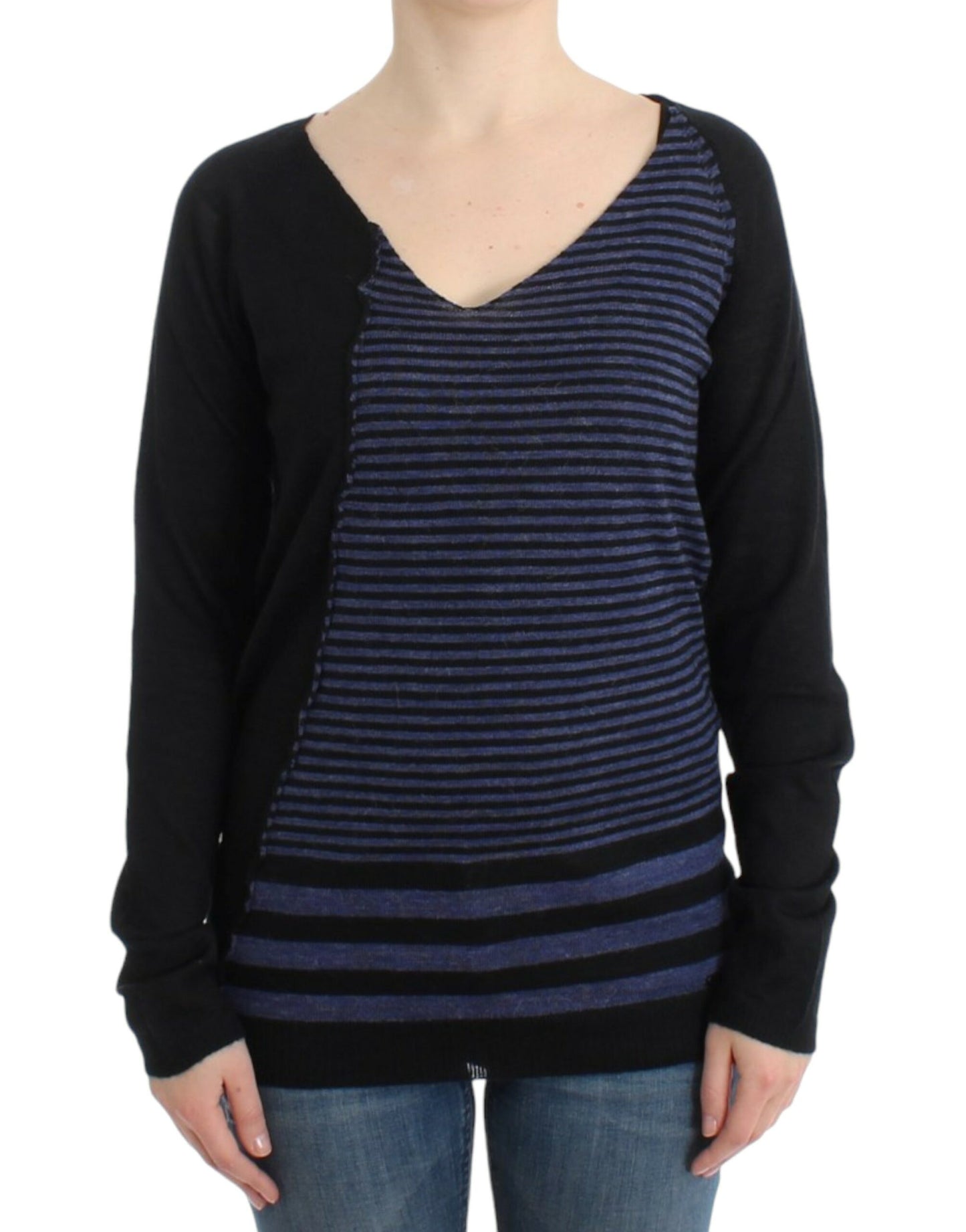 Striped V-Neck Luxury Sweater