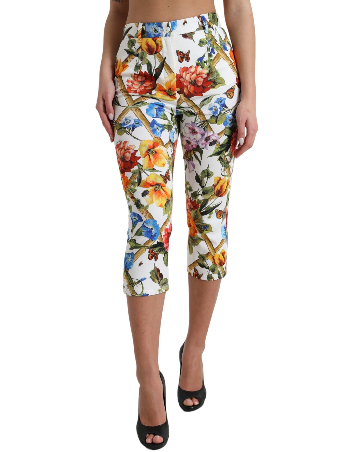 Floral High Waist Cropped Fashion Pants