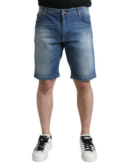 Exquisite Italian Designer Denim Bermuda Shorts