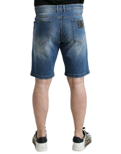 Exquisite Italian Designer Denim Bermuda Shorts