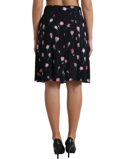 Elegant Floral A-Line Knee-Length Skirt