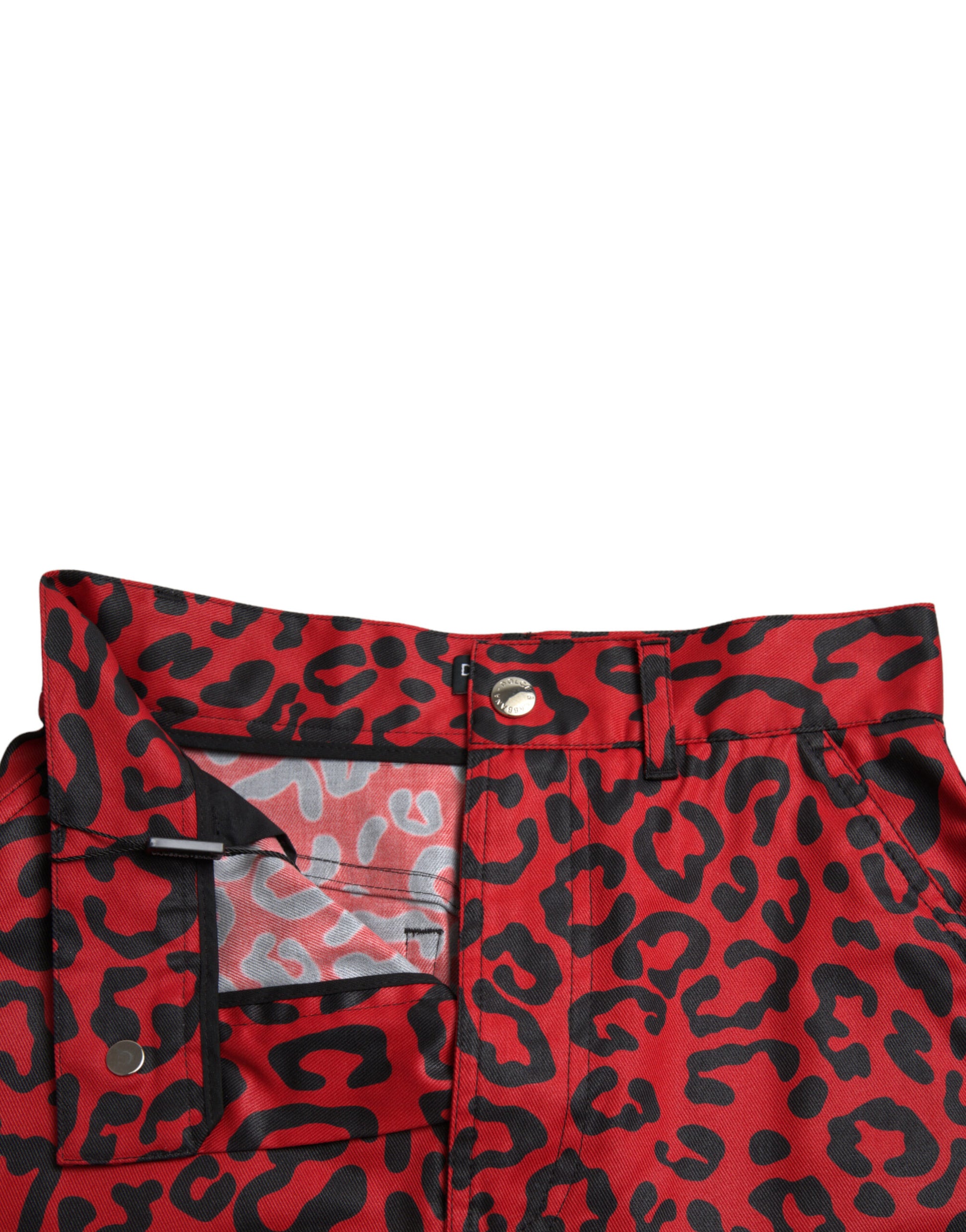 High Waist Red Leopard Mini Skirt