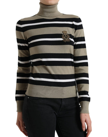 Multicolor Striped Wool Turtleneck Sweater