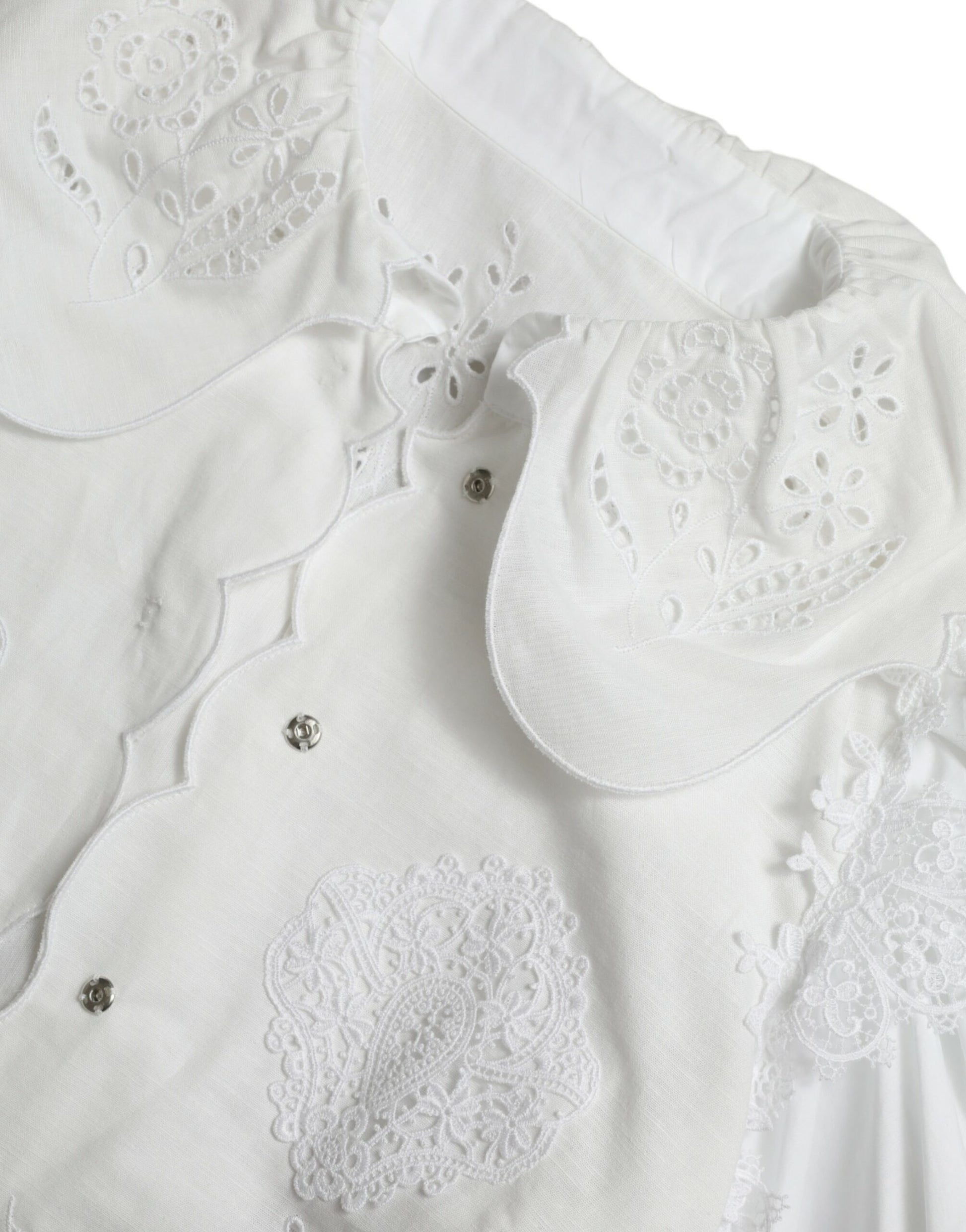 Elegant White Lace Trim Blouse Top