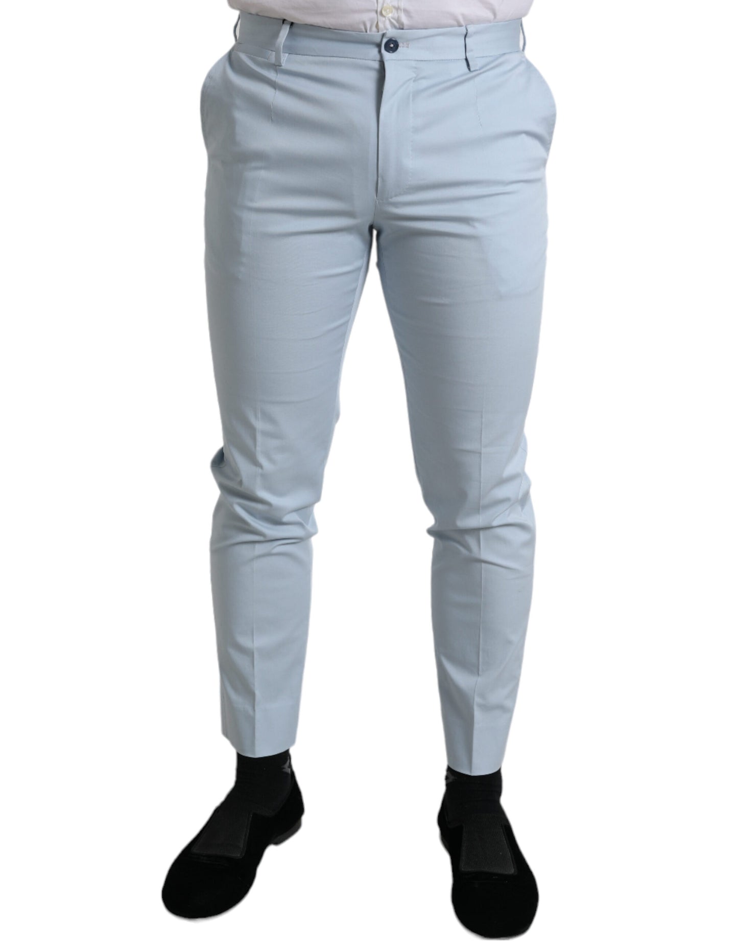 Sky Blue Cotton Stretch Skinny Pants