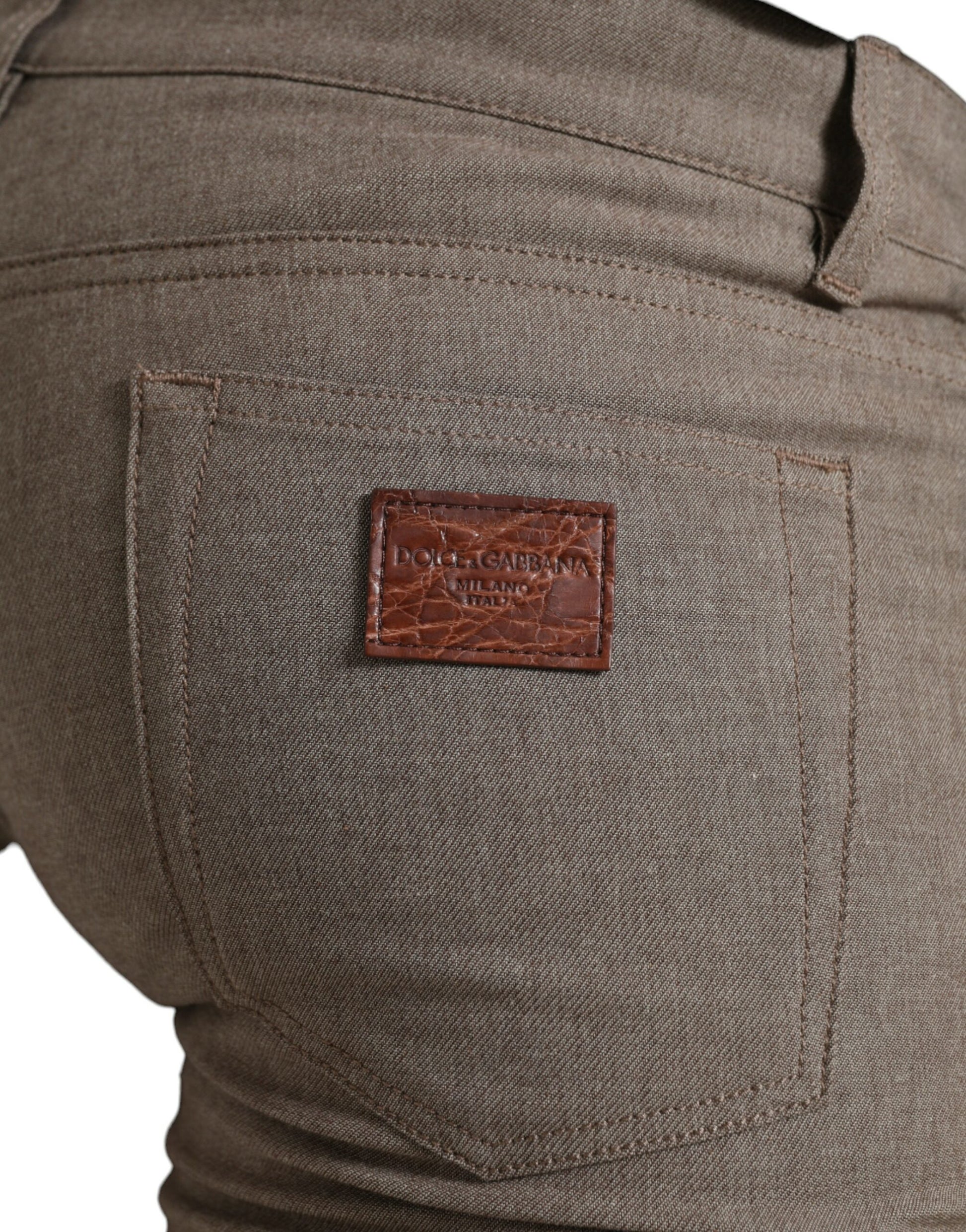 Elegant Brown Cotton Stretch Skinny Pants