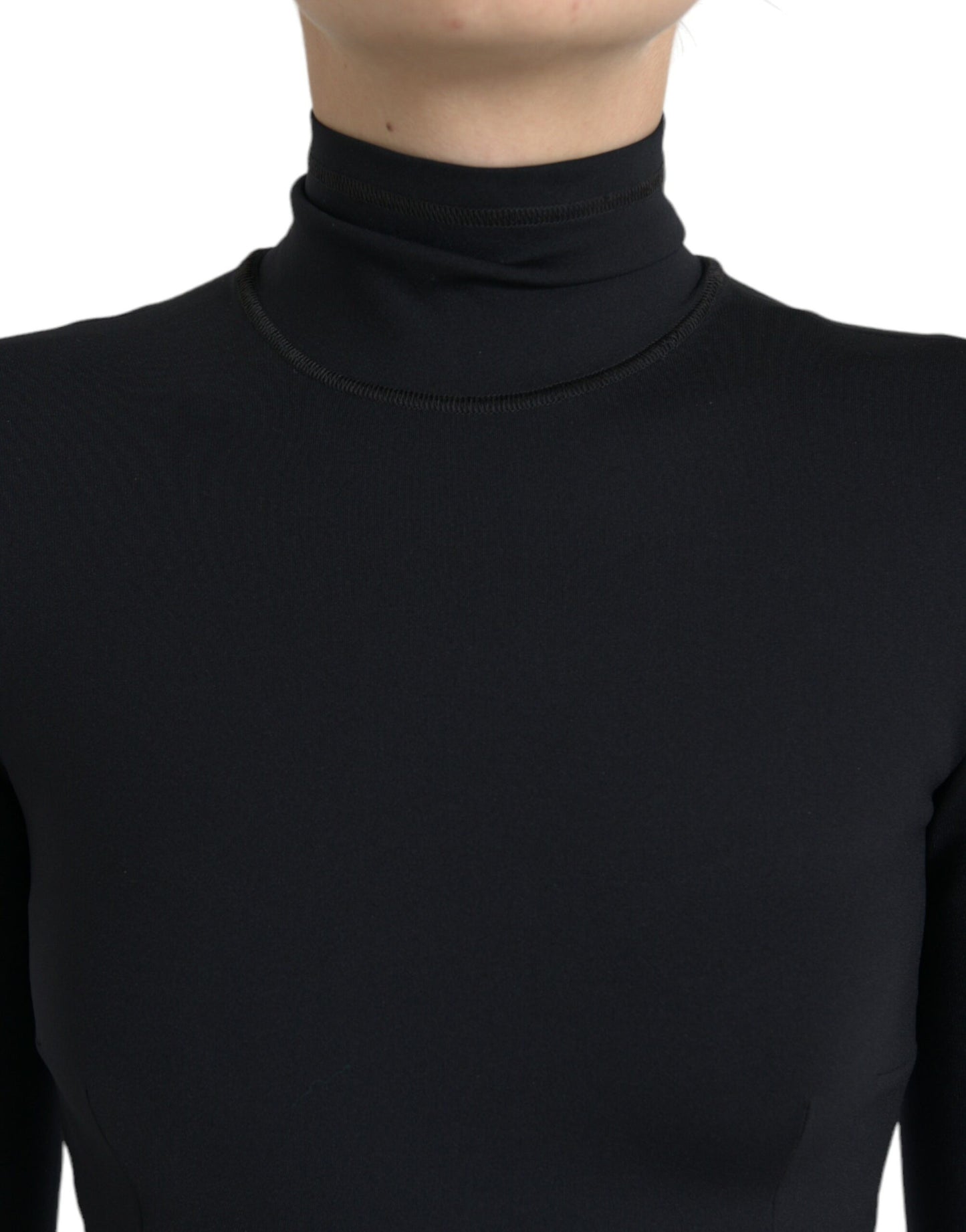 Elegant Black Bodycon Turtleneck Dress