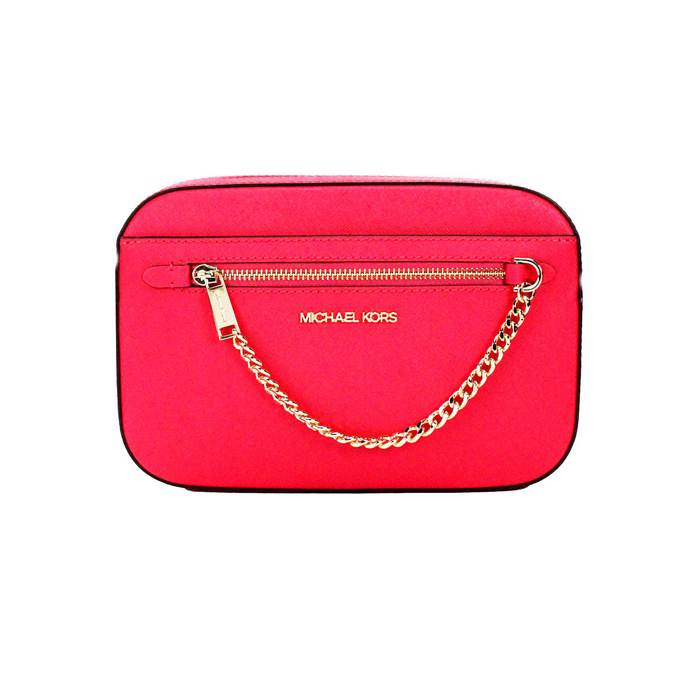 Jet Set East West Electric Pink Leather Zip Chain Crossbody Bag