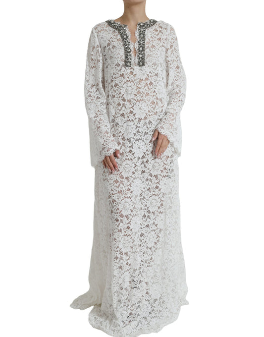 Elegant White Shift Dress with Crystal Embellishment