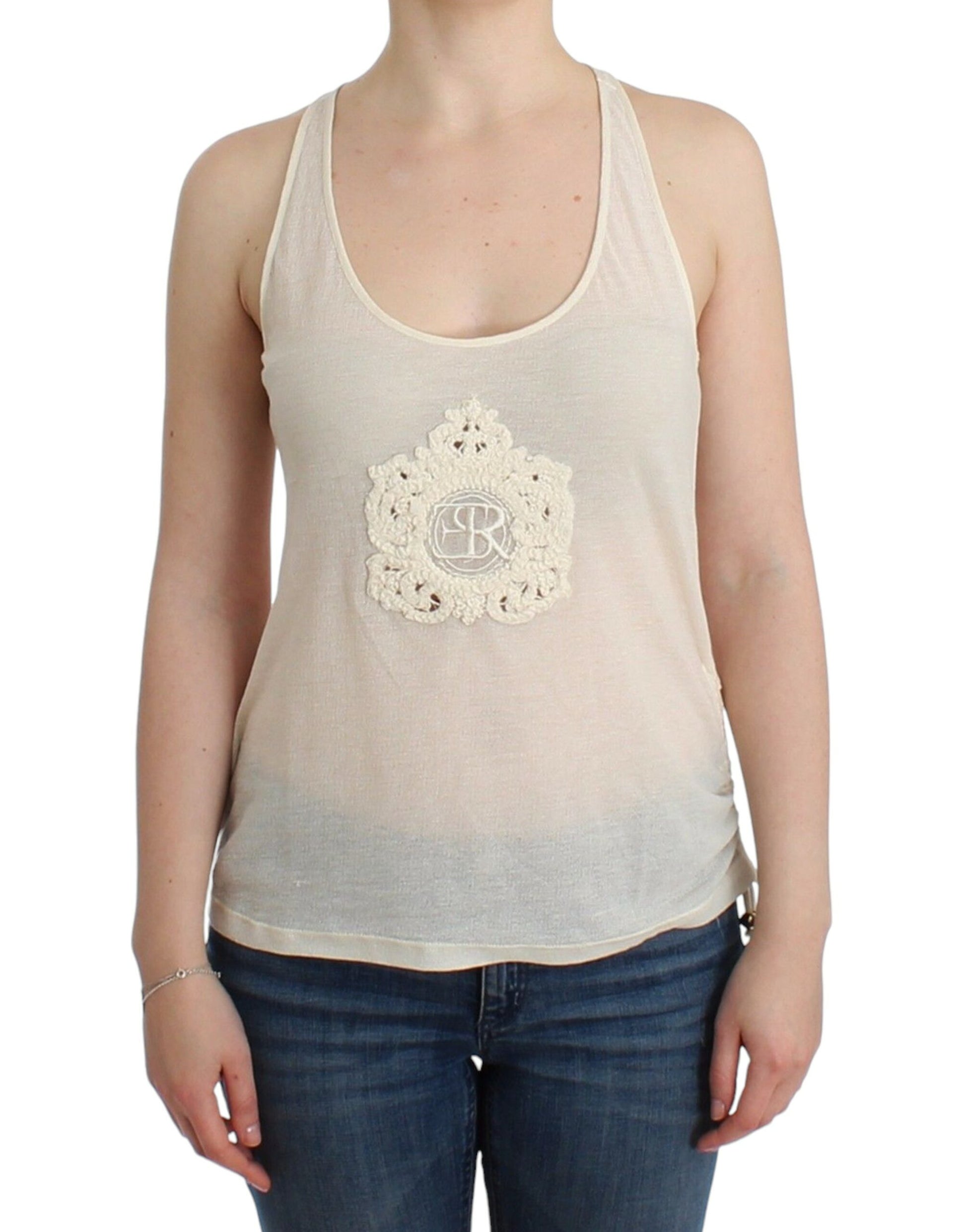 Sophisticated White Cotton Tank Top